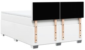Cama com molas/colchão 160x200 cm couro artificial branco