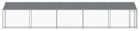 Jaula para cão com telhado/porta 10x2x2m aço galvanizado cinza