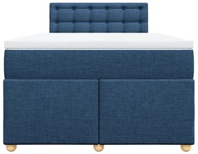 Cama boxspring com colchão 120x190 cm tecido azul