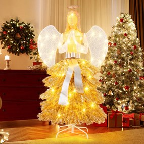 Anjo de Natal artificial iluminado de 157 cm Figura de anjo pré-iluminada para decoração de Natal no exterior com luzes LED quentes