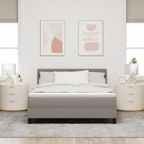 Cama Box Spring com Colchão Taupe 140x200 cm Tecido