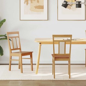 vidaXL Cadeira de jantar 2 pcs Natural Madeira de Borracha Sólida