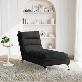 Chaise lounge de massagem com almofadões tecido preto