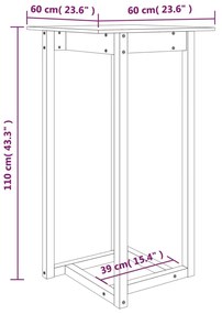 Mesa de bar 60x60x110 cm pinho maciço cinza