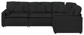 Sofá modular com almofadas tecido preto