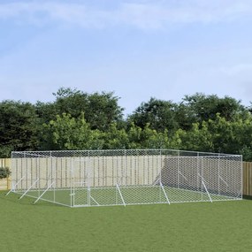 vidaXL Canil de exterior 8x8x2 m aço galvanizado prateado