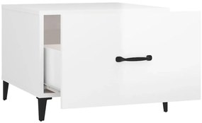 Mesa de centro com pernas de metal 50x50x40 cm branco brilhante