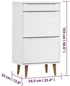 Sapateira MOLDE 59,5x35x103 cm pinho maciço branco