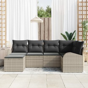Conjunto de Sofá de Jardim vidaXL 6 Peças com Almofadas em Rattan Poli