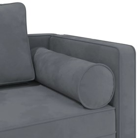 Chaise lounge com almofadões veludo cinzento-escuro