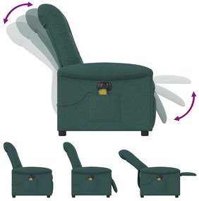 Poltrona reclinável de massagens elétrica tecido verde-escuro