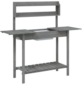 Mesa de cultivo com pia 147,5x44x139,5 cm abeto maciço cinzento