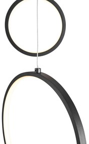 Candeeiro suspenso de design preto com 9 luzes LED regulável em 3 níveis - Vide Anella Moderno
