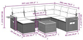 8 pcs conjunto de sofás p/ jardim com almofadões vime PE bege