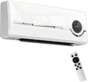 Aquecedor Elétrico de Baixo Consumo de Parede 2000W com 3 Modos Ecrã LED Termostato Temporizador e Oscilação Branco