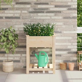 vidaXL Vaso de Jardim Bege 60.5 x 60 x 76.5 cm Madeira maciça de abeto