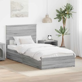 vidaXL Cama com Armazenamento com cabeceira Cinza Sonoma 100 x 200 cm