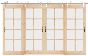Kit ferragens p/ porta deslizante 366cm aço inoxidável prateado