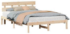 Estrado de Cama com Cabeceira 160x200 cm Madeira Sólida Pinho