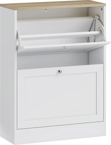 HOMCOM Sapateira Estreita com 2 Portas Sapateira para Entrada com Prateleiras Ajustáveis para 12 Pares de Sapatos 60x24x80 cm Branco | Aosom Portugal