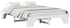 Cama Branca 160x200 cm de Madeira de Pinho Maciça