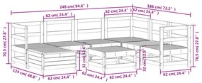 8 pcs conjunto sofás de jardim pinho maciço