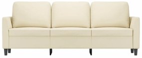 Sofá de 3 lugares 180 cm couro artificial cor creme
