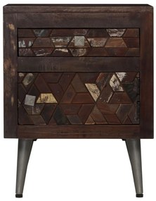 Mesa de cabeceira em madeira recuperada maciça 40x30x50 cm