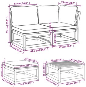 8 pcs conjunto lounge jardim c/almofadões madeira maciça acácia