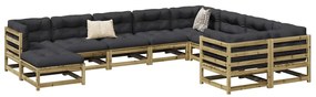 vidaXL 10 pcs conjunto sofás de jardim madeira de pinho impregnada