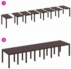 Conjunto de Jantar para Jardim 17 pcs Castanho Largo