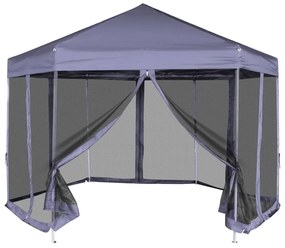 vidaXL Tenda festas pop-up hexagonal 6 paredes 3,6x3,1m azul escuro