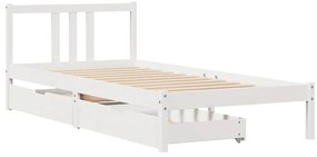 Cama sem colchão 90x200 cm madeira de pinho maciça branco