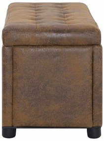 Banco de arrumação 87,5 cm camurça artificial castanho