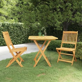 vidaXL 3 pcs conjunto jantar dobrável p/ jardim madeira acácia maciça