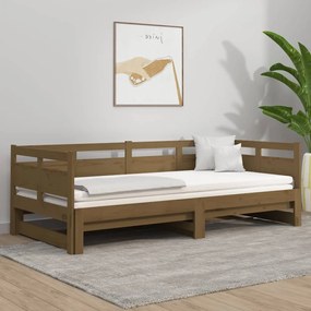 Estrutura sofá-cama de puxar pinho maciço castanho 2x(90x190)cm