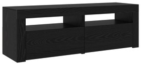 Gabinetes de TV vidaXL 2 pcs com Luzes LED Carvalho Preto Madeira Enge