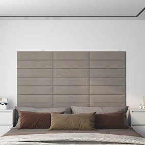 Painel de parede 12 pcs 60x15 cm veludo 1,08 m² cinza-claro