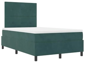 Cama Box com Colchão e LED Verde Escuro 120x190 cm Veludo