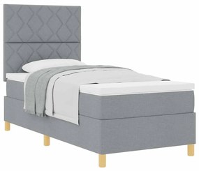 Cama Box Spring com Colchão Cinza Claro 90x200 cm Tecido