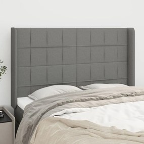 Cabeceira cama c/ abas tecido 147x16x118/128 cm cinzento-escuro