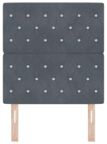 Cabeceira vidaXL Com Botão de Cristal Tuftado Cinza Escuro 80 cm Velud