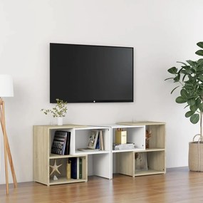 Móvel TV 104x30x52 cm contraplacado branco e carvalho sonoma