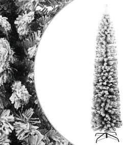 320955 vidaXL Árvore de Natal artificial fina com neve 210 cm PVC verde