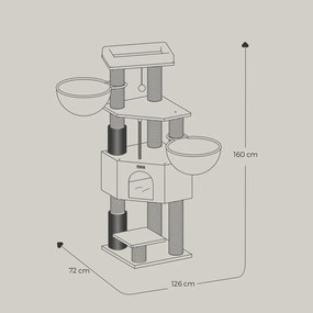 Arranhador para gatos com plataformas 50 x 50 x 160 cm branco creme-bege