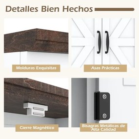 Armário de parede casa de banho, sala, cozinha ou entrada 55 x 19 x 60 cm com portas em estilo rústico, prateleira ajustável e compartimento aberto Br