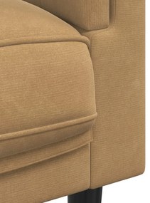 3 pcs conjunto de sofás com almofadas veludo castanho