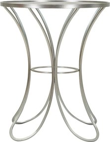 Mesa Trixy - Metal Prata e Topo de Vidro Temperado - Ø 56 cm x 68 cm