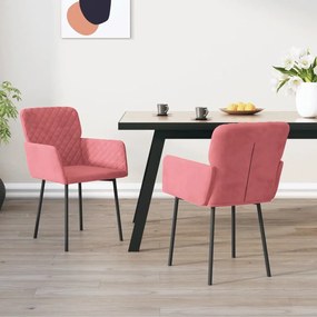 vidaXL Cadeiras de jantar 2 pcs veludo rosa