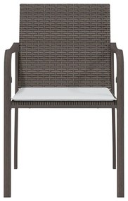 Cadeiras jardim c/ almofadões 6pcs 56x59x84 cm vime PE castanho